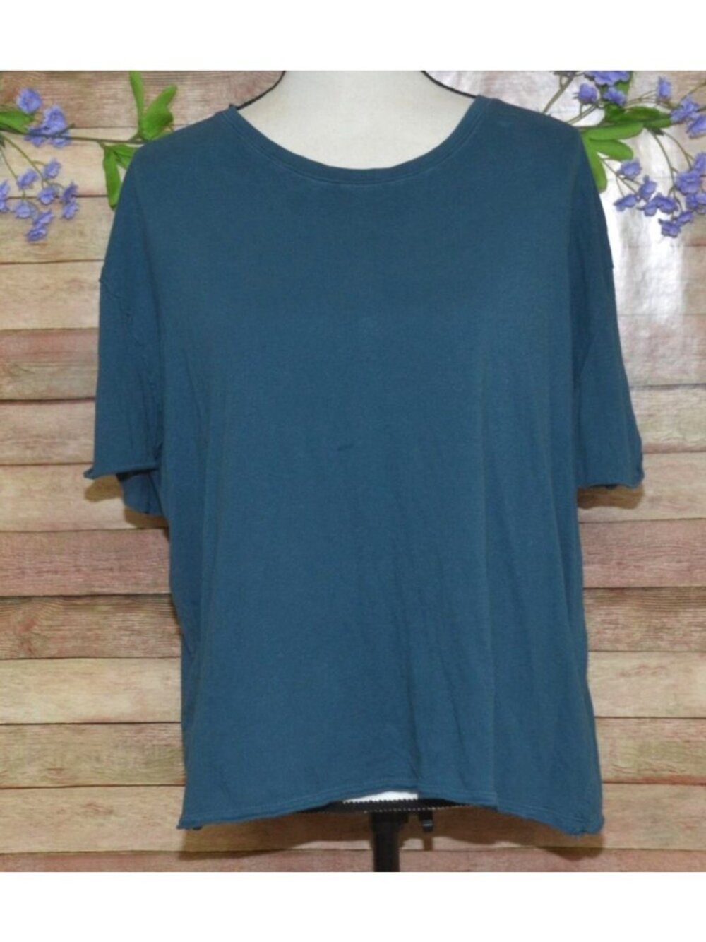 Free People We The Free Nina Tee Oversized Boxy Teal Short Sleeve Top Size Small